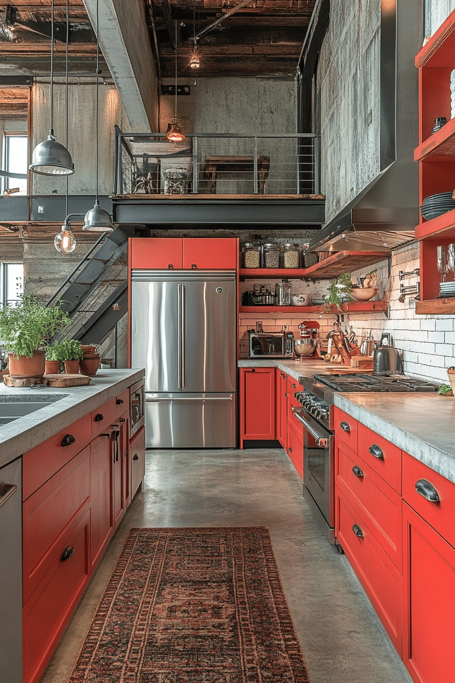 red kitchen cabinets