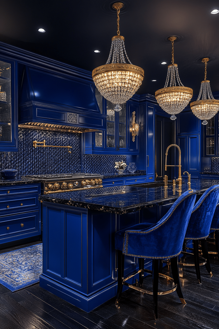 blue kitchen cabinets