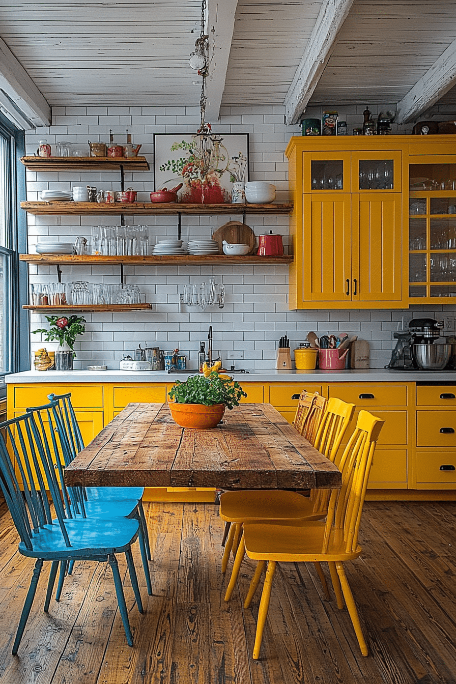 yellow kitchen cabinets