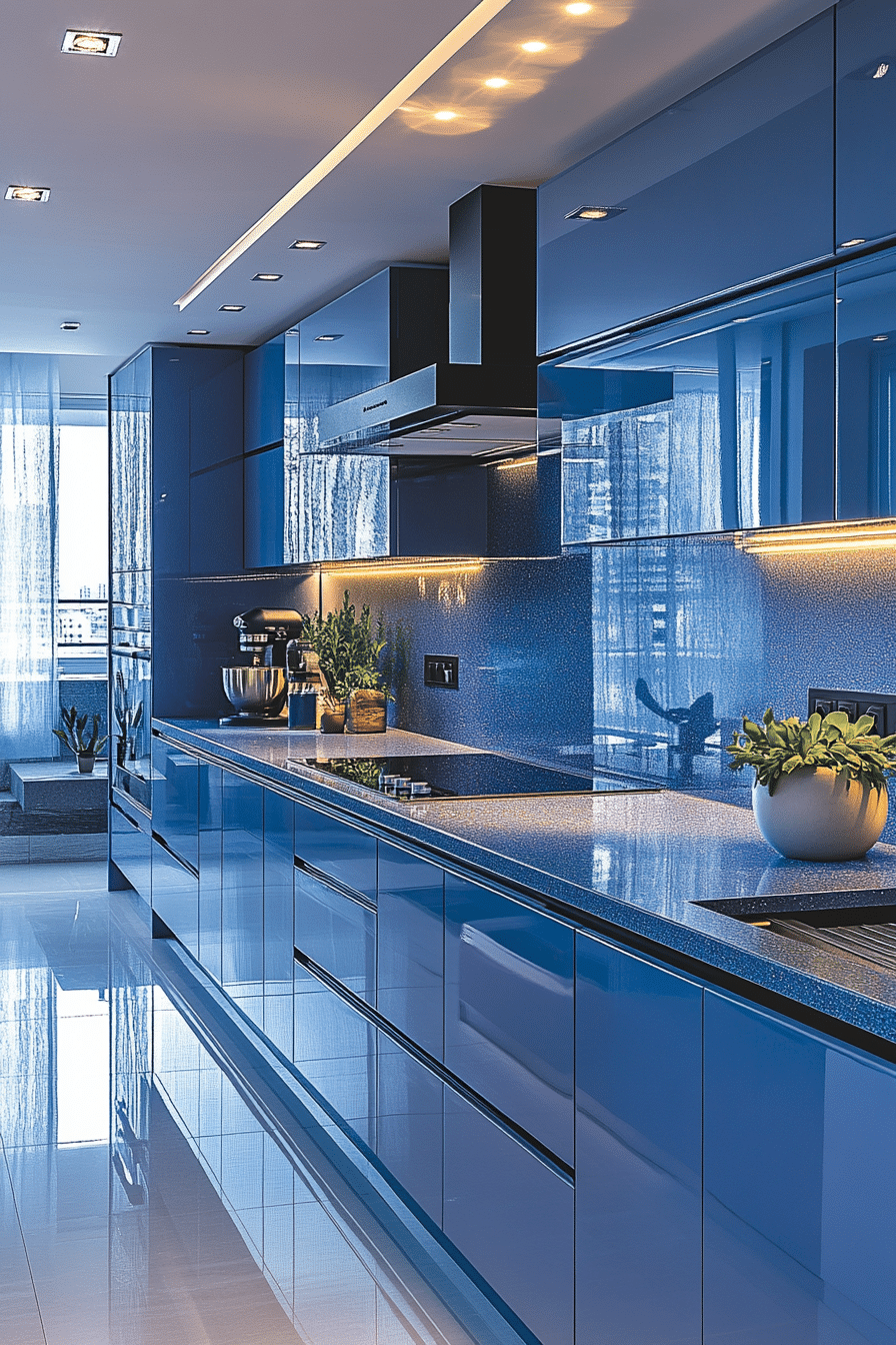 blue kitchen cabinets