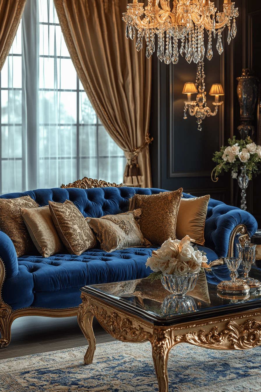 blue couch living room