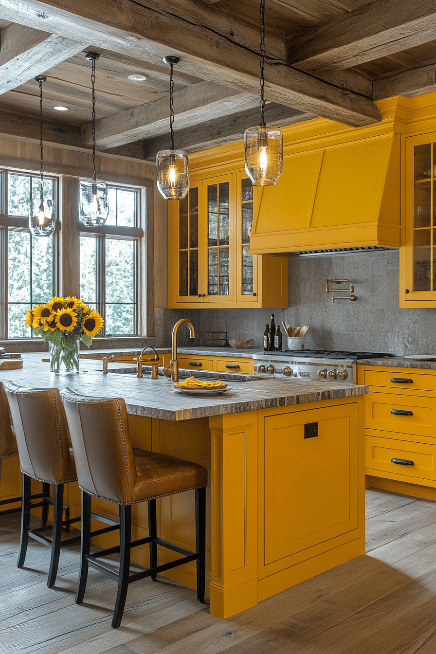 yellow kitchen cabinets