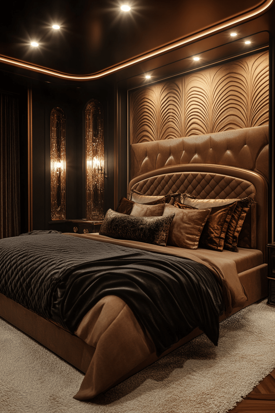 Art Deco Opulence for Barndominium Bedroom Ideas