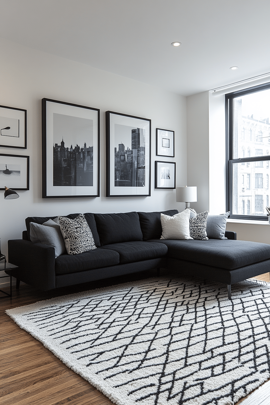 Black couch living room