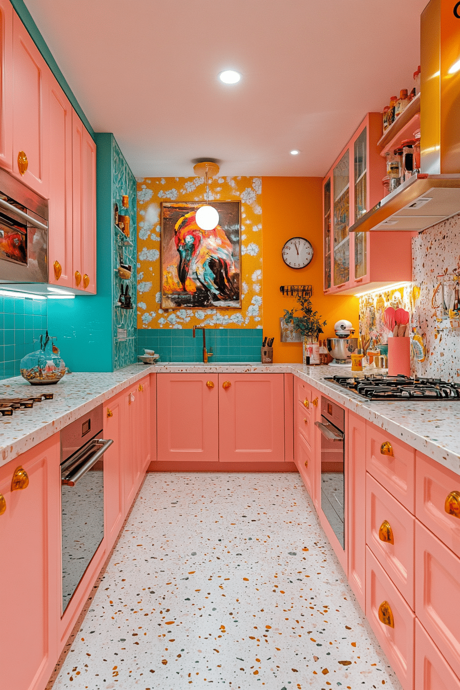 pink kitchen cabinets