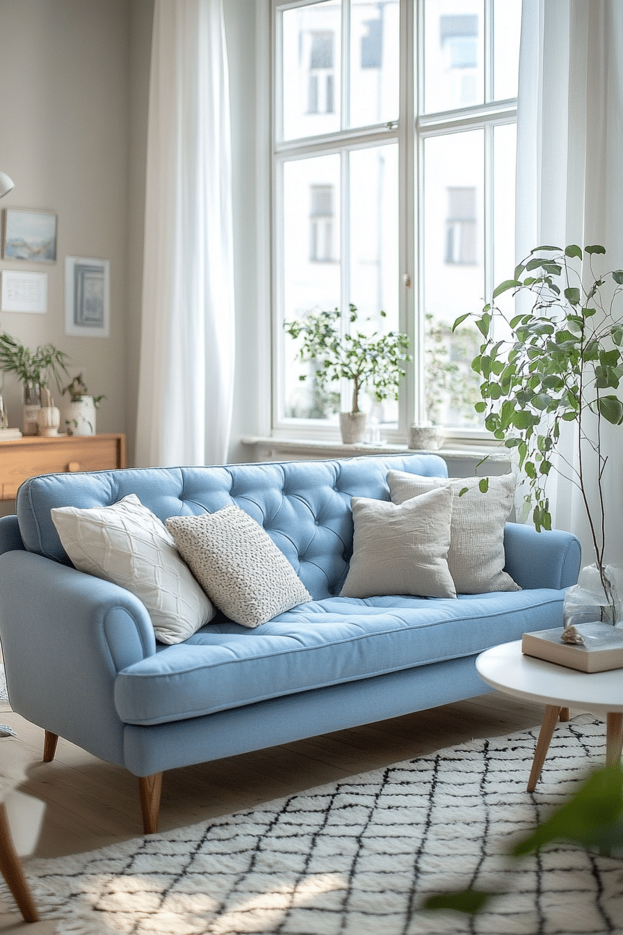 blue couch living room