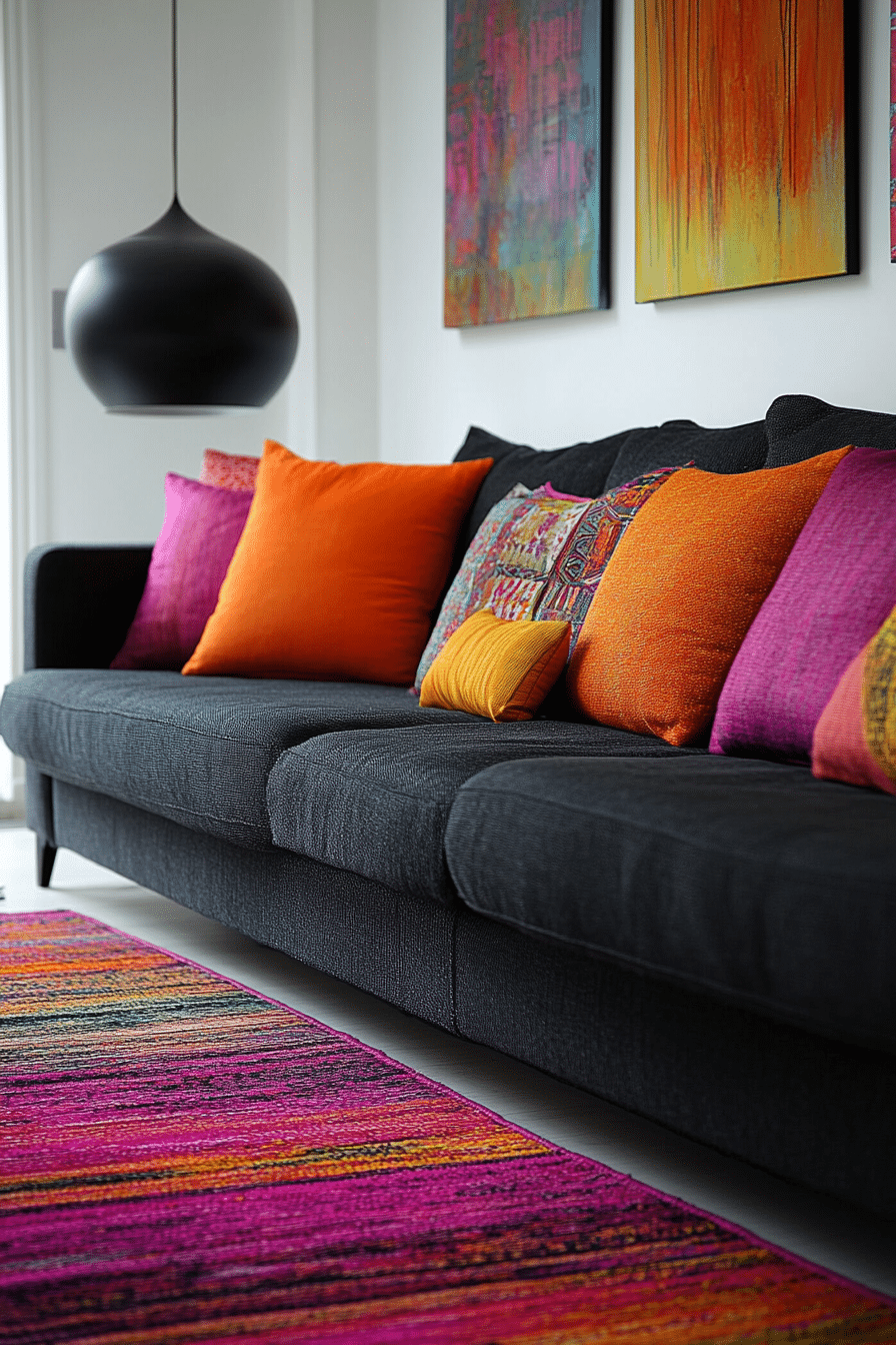 Charcoal couch living room