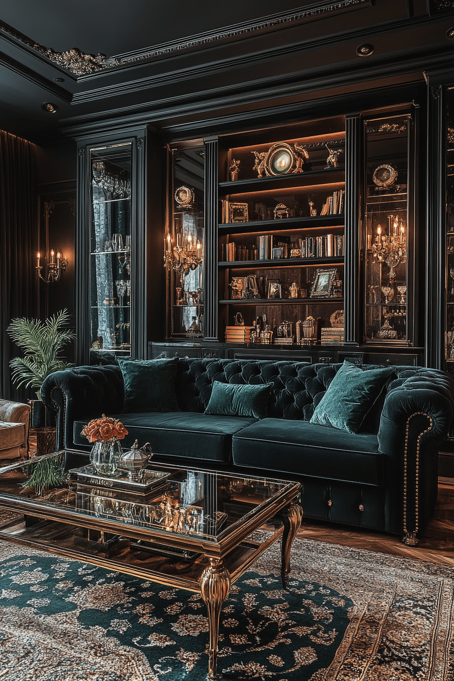 Black couch living room