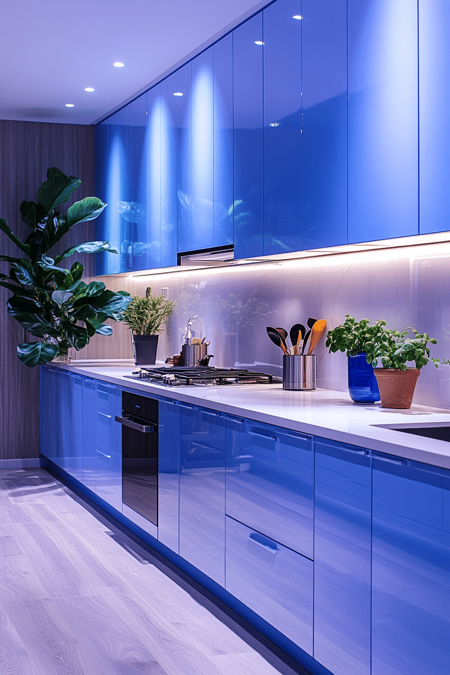 blue kitchen cabinets