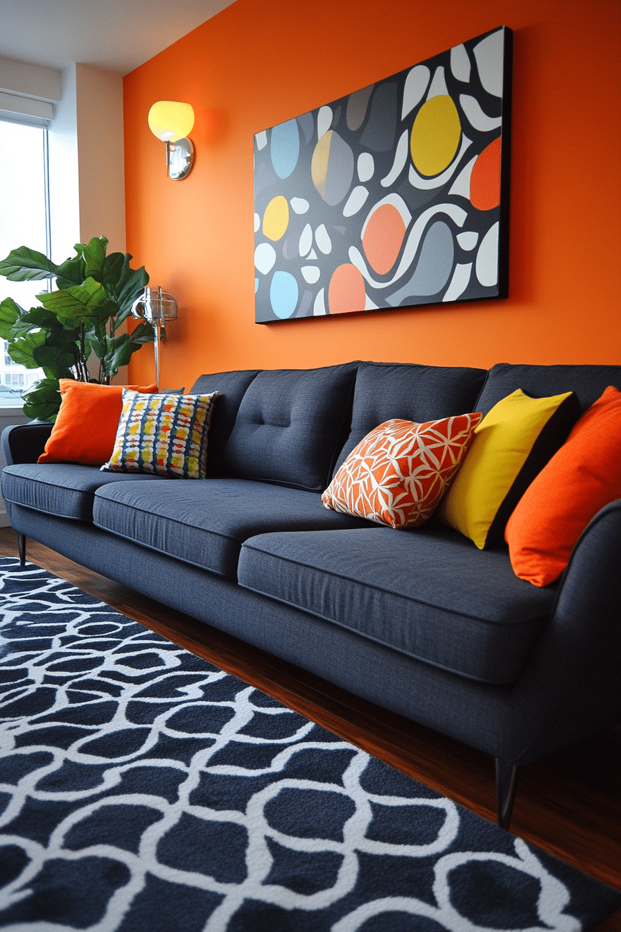 Dark grey sofa living room