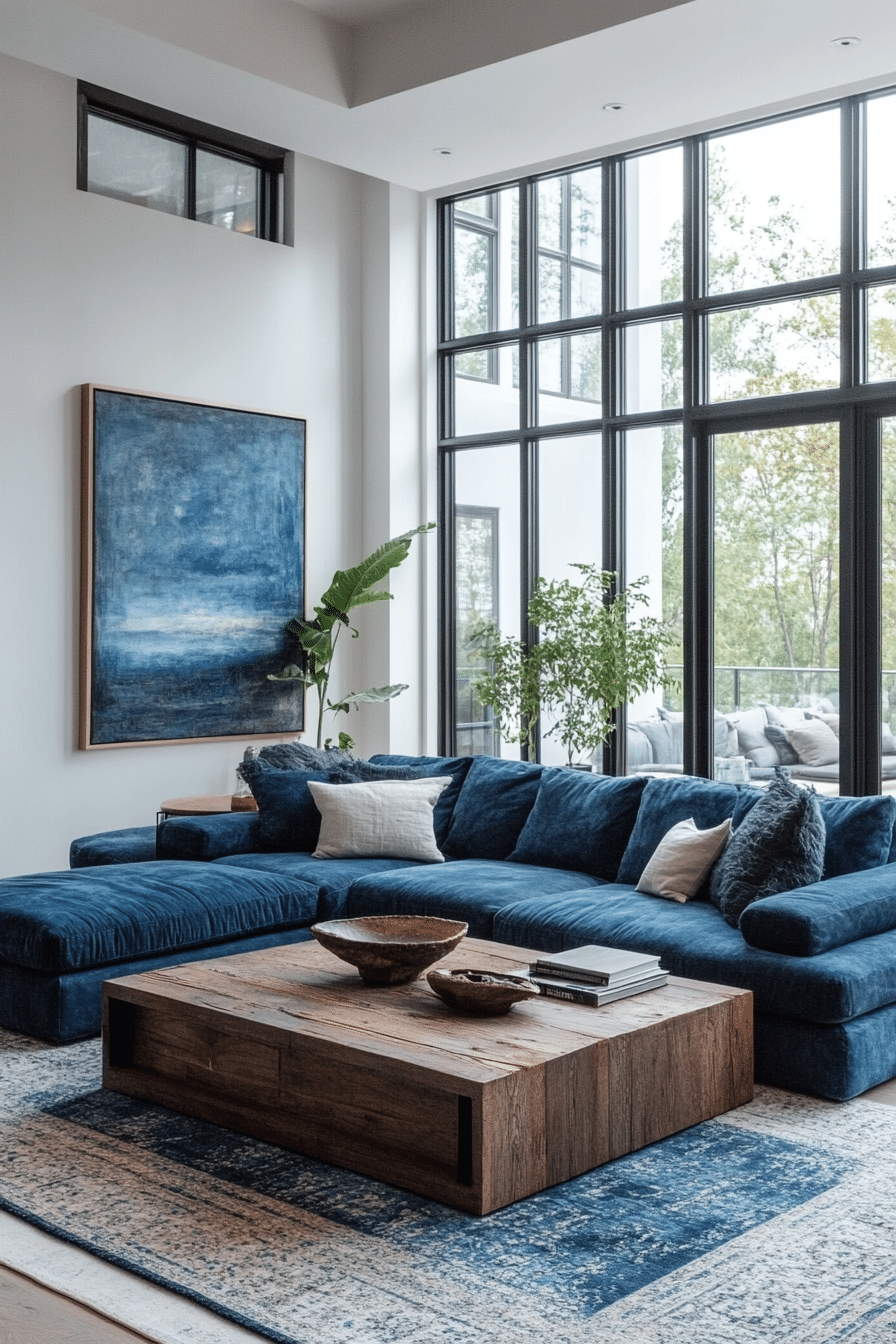 blue couch living room