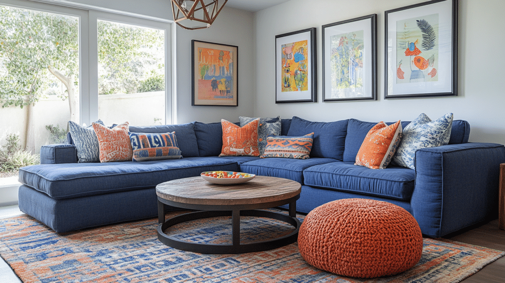 blue couch living room