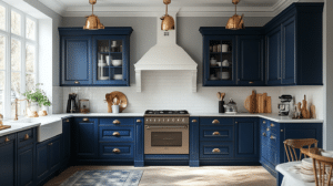 blue kitchen cabinets