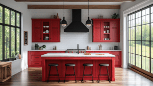 red kitchen cabinets