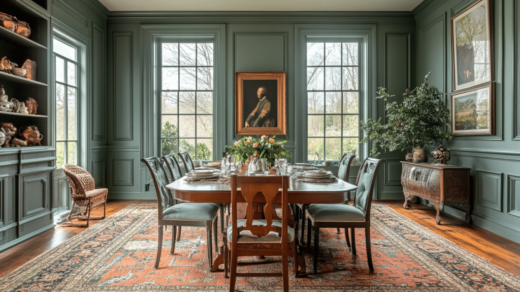 sage green dining room