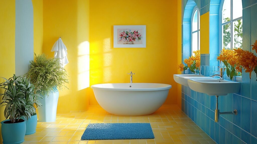 yellow and blue bathroom ideas