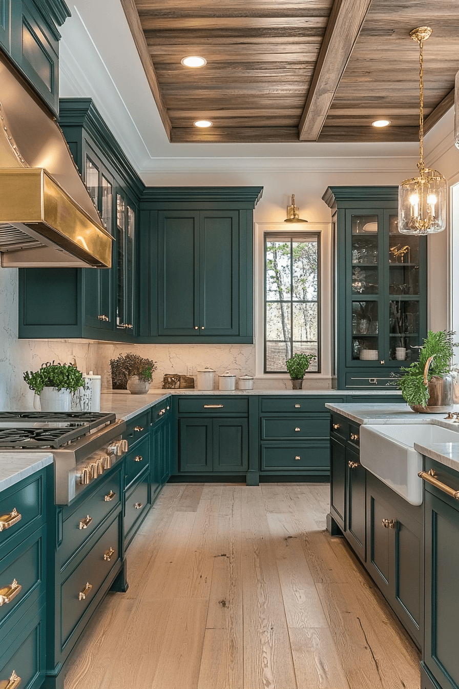 dark green kitchen cabinets