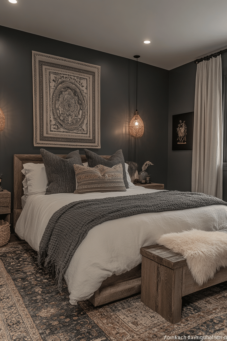 Monochrome Boho Bedroom