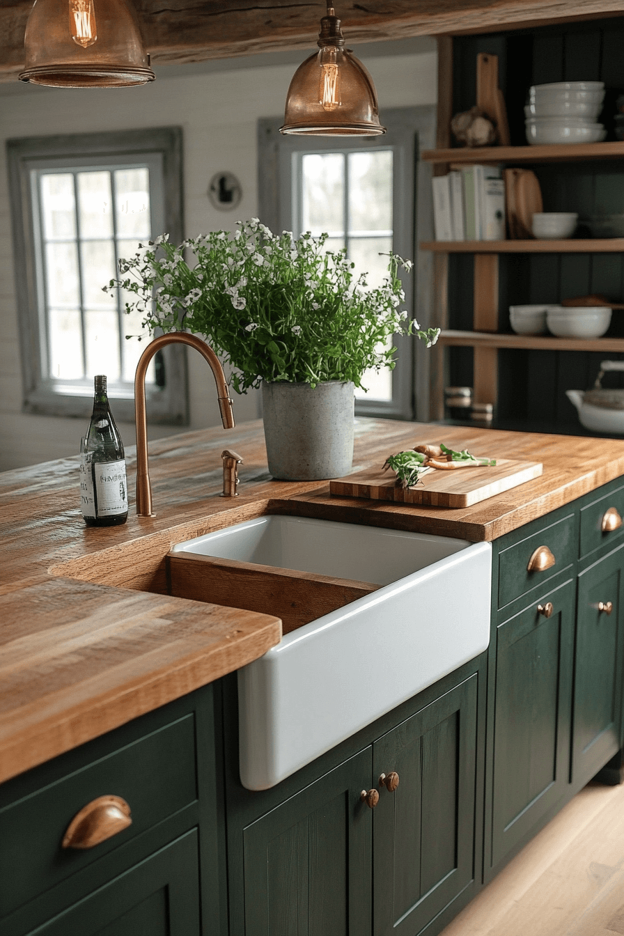 dark green kitchen cabinets