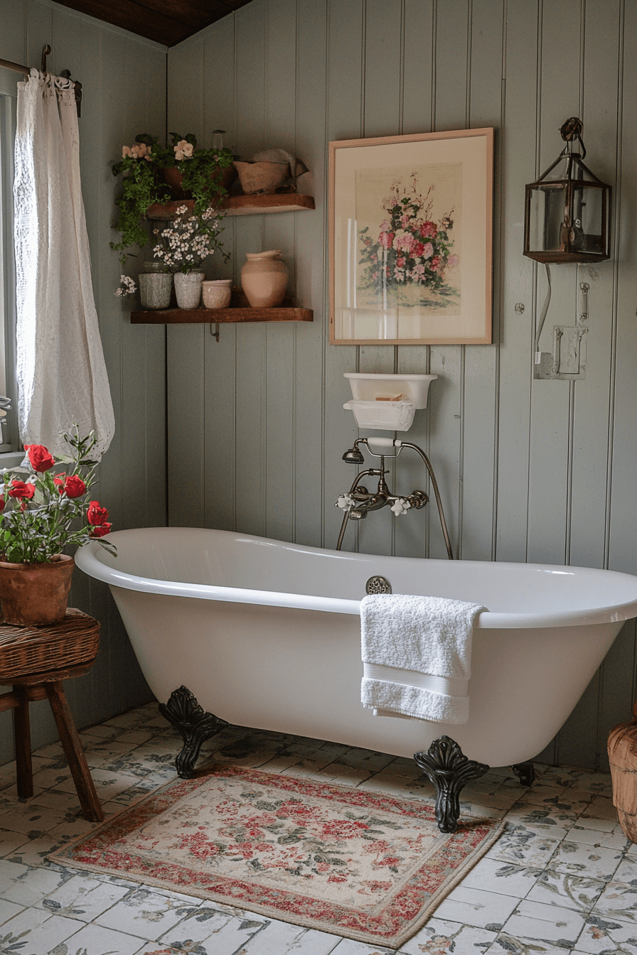 Small Bathroom With Tub And Shower Combo Farmhouse