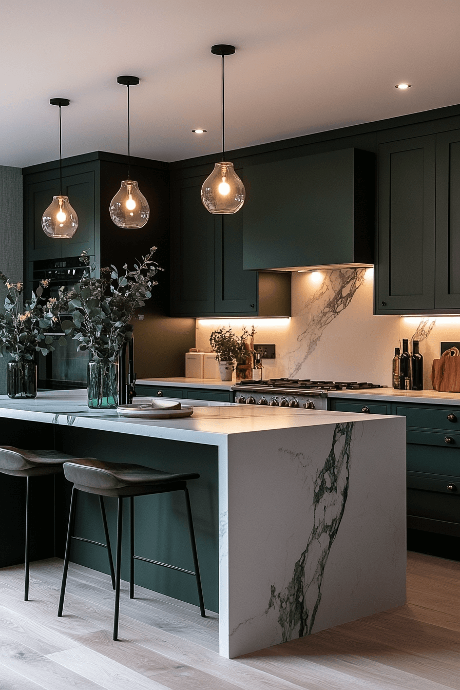 dark green kitchen cabinets