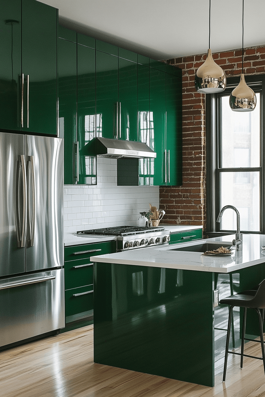 dark green kitchen cabinets