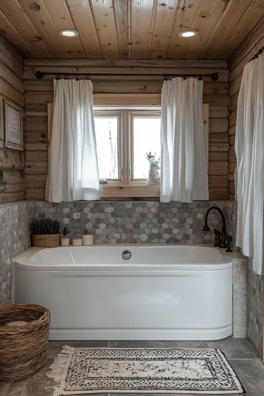 Small Bathroom With Tub And Shower Combo Farmhouse