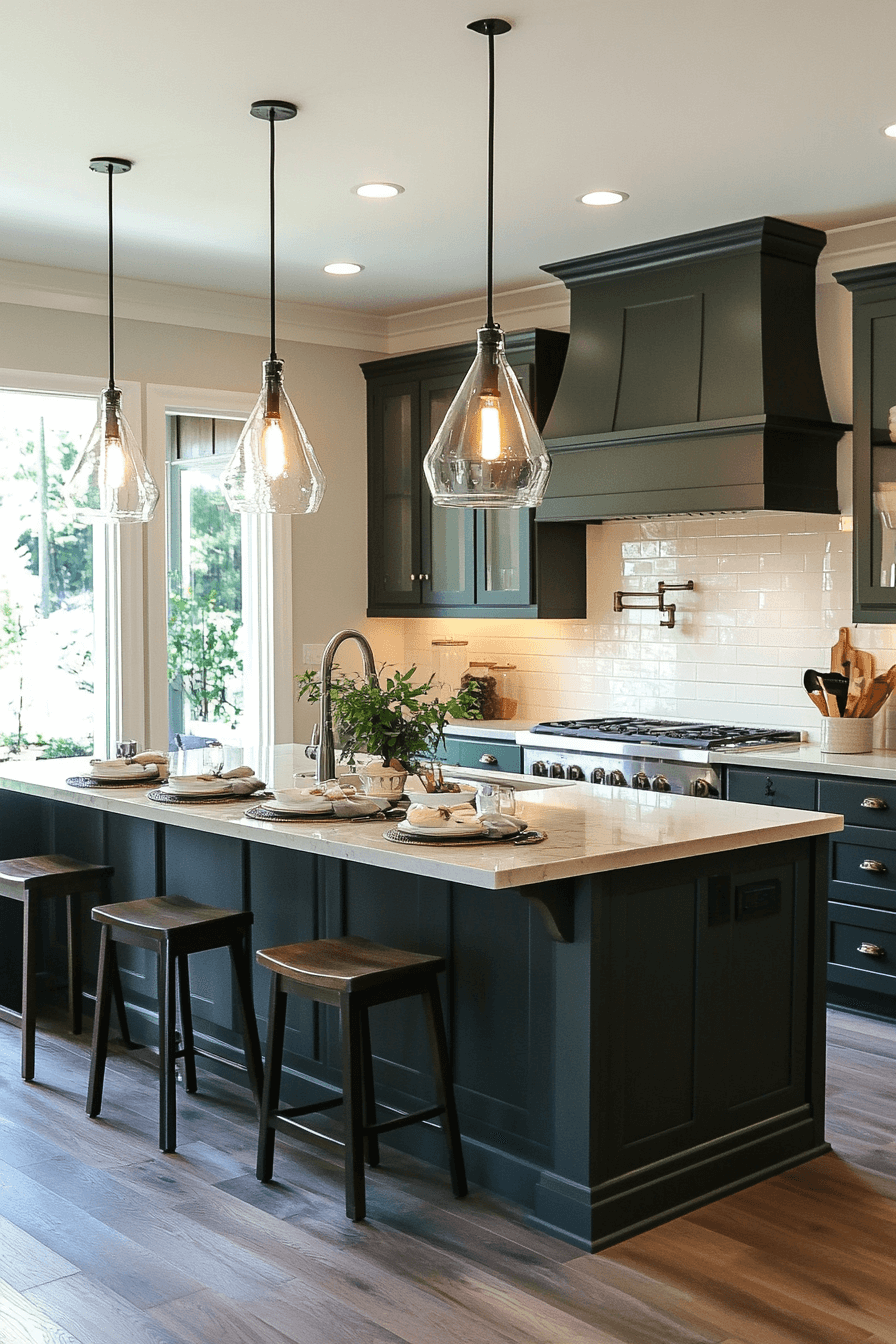 dark green kitchen cabinets