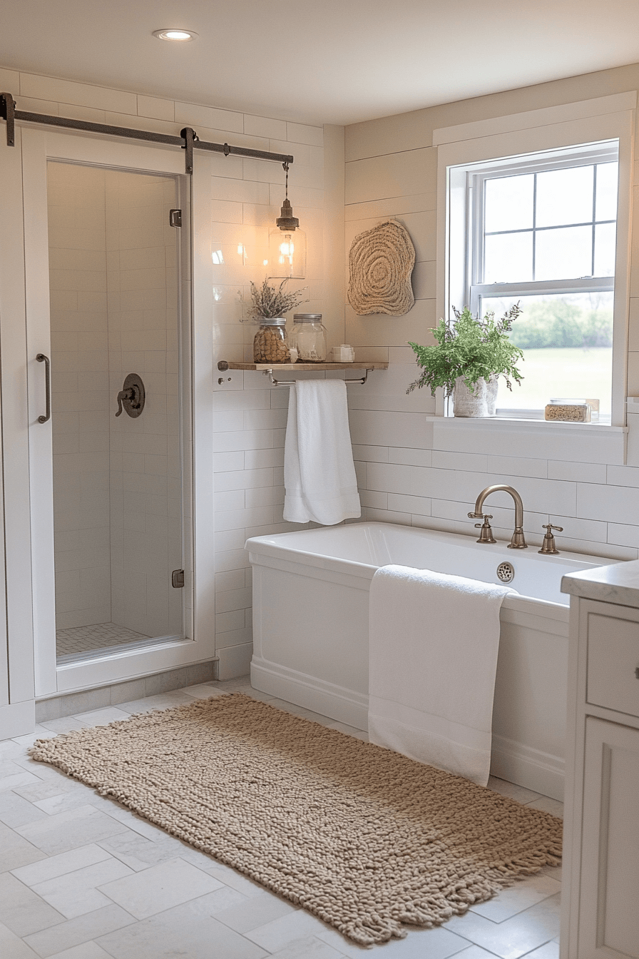 Small Bathroom With Tub And Shower Combo Farmhouse