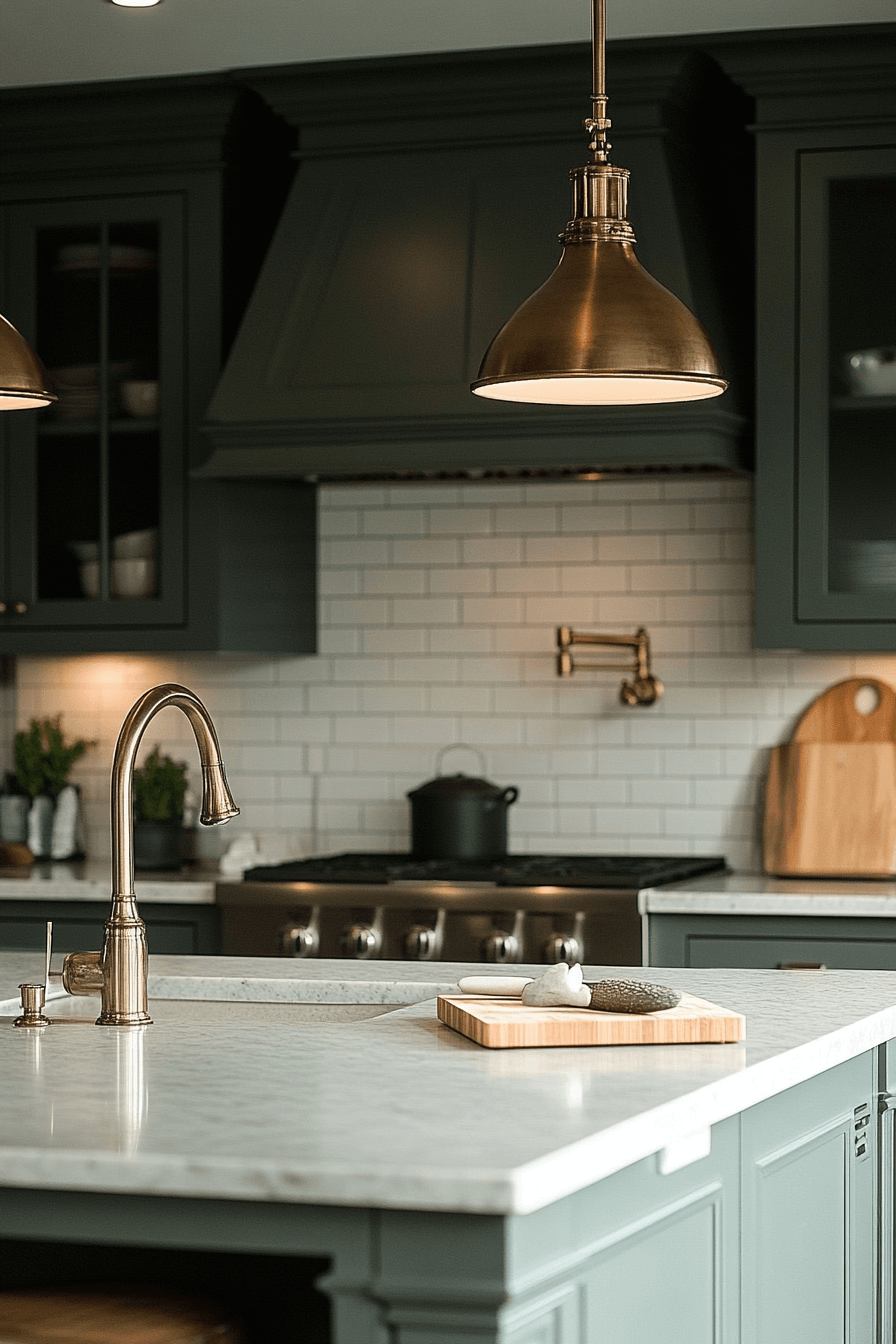 dark green kitchen cabinets