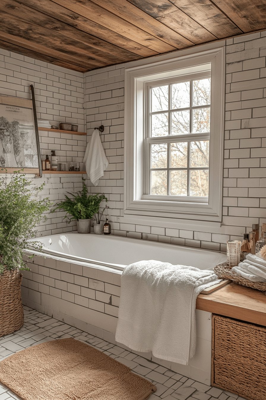 Small Bathroom With Tub And Shower Combo Farmhouse