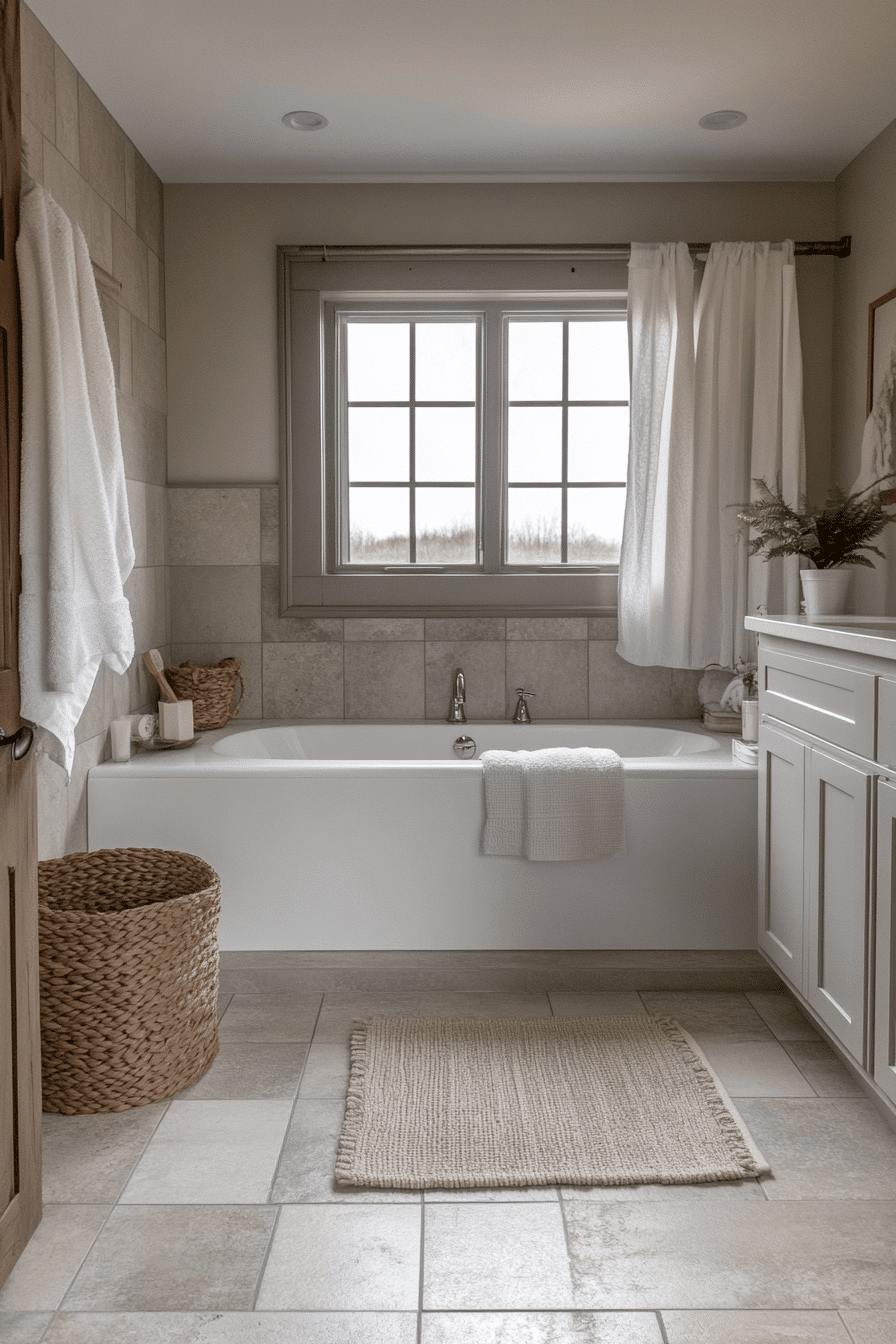 Small Bathroom With Tub And Shower Combo Farmhouse