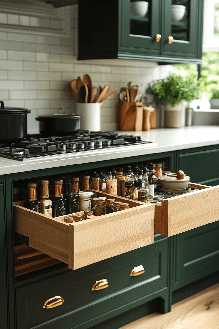 dark green kitchen cabinets