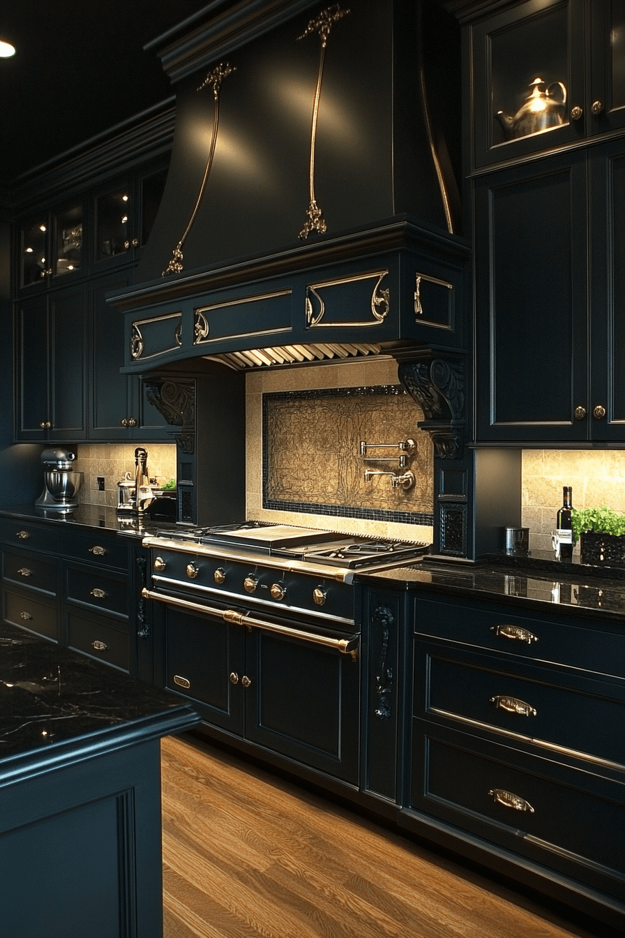 dark green kitchen cabinets