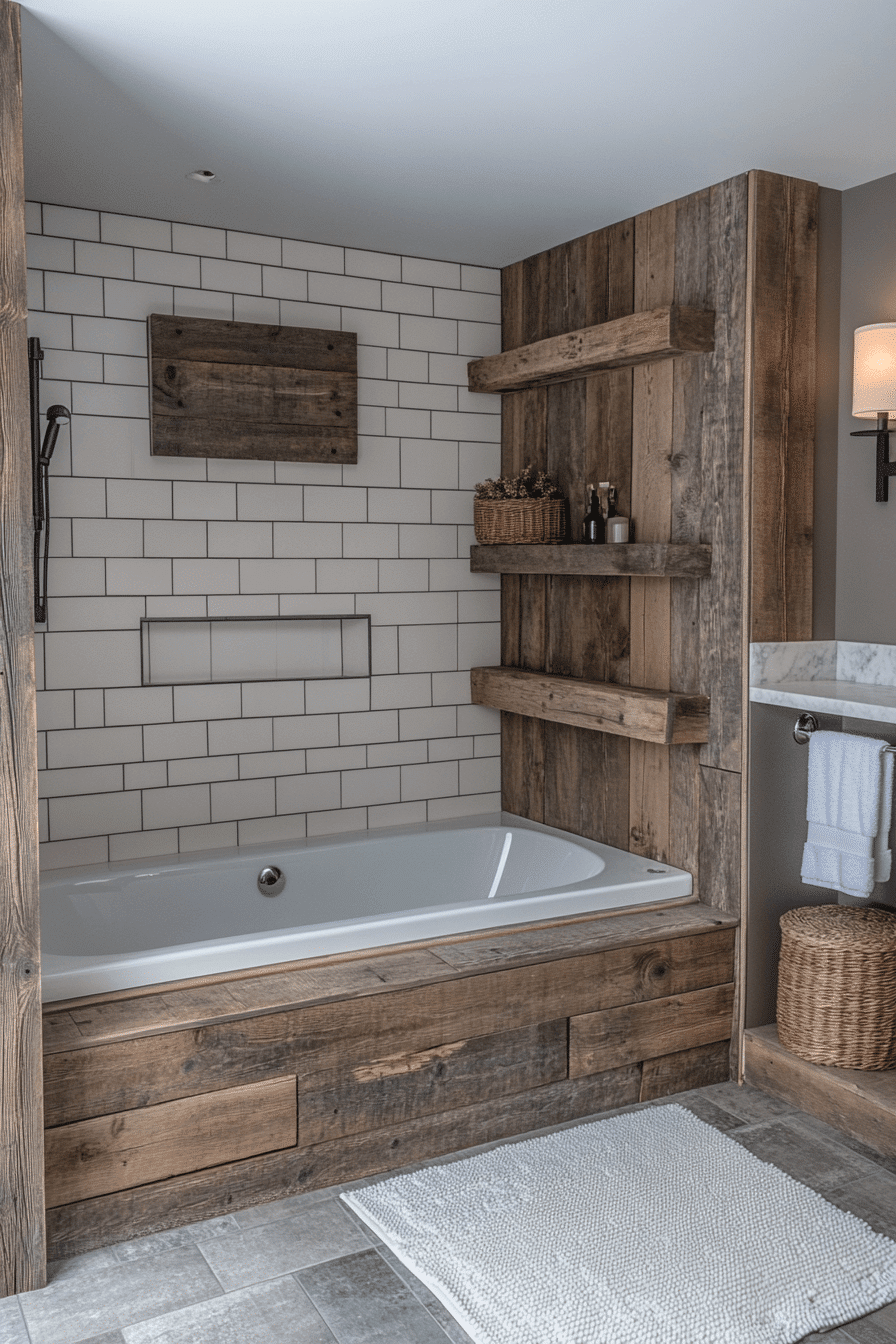 Small Bathroom With Tub And Shower Combo Farmhouse