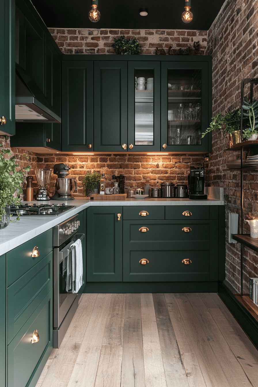 dark green kitchen cabinets