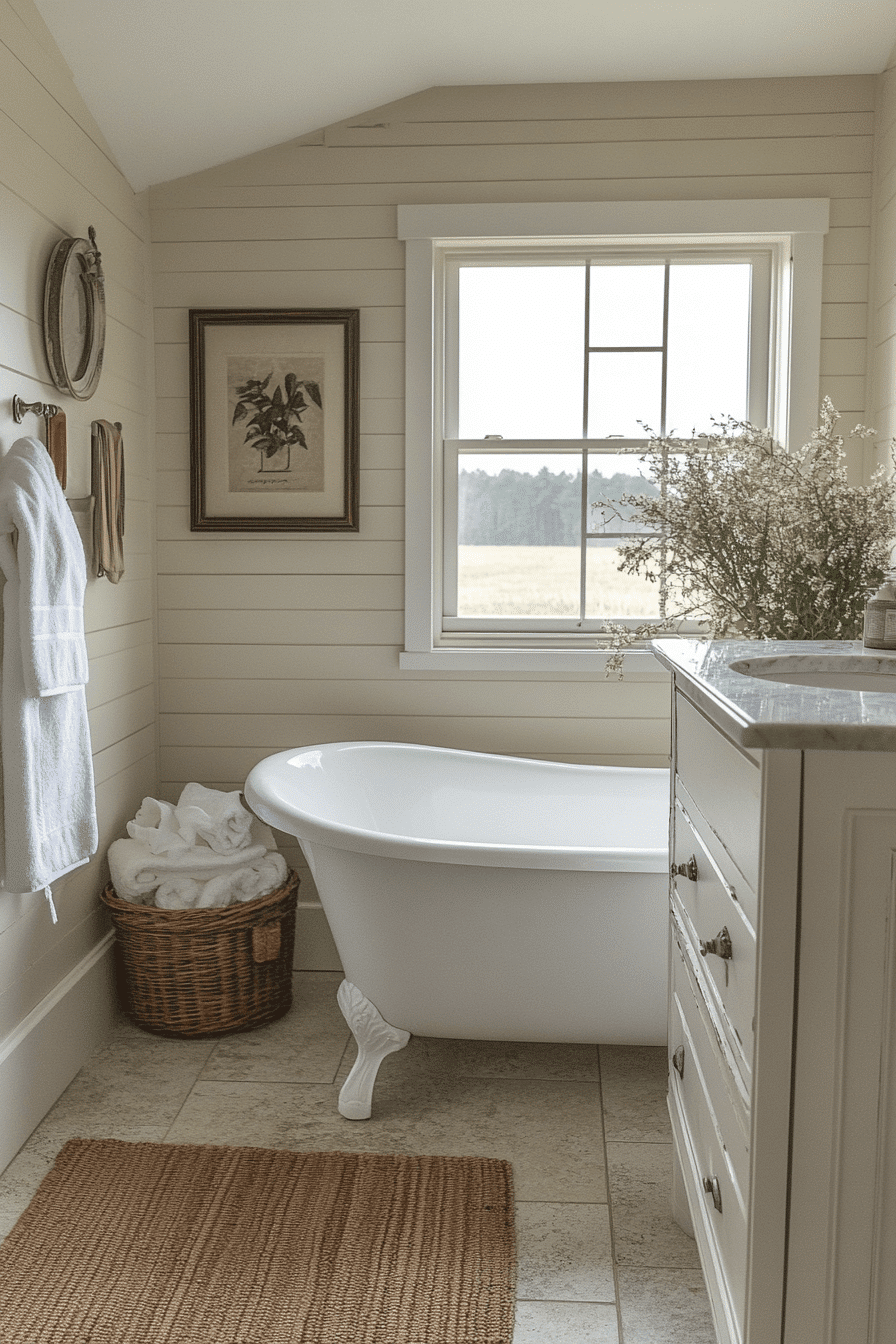 Small Bathroom With Tub And Shower Combo Farmhouse