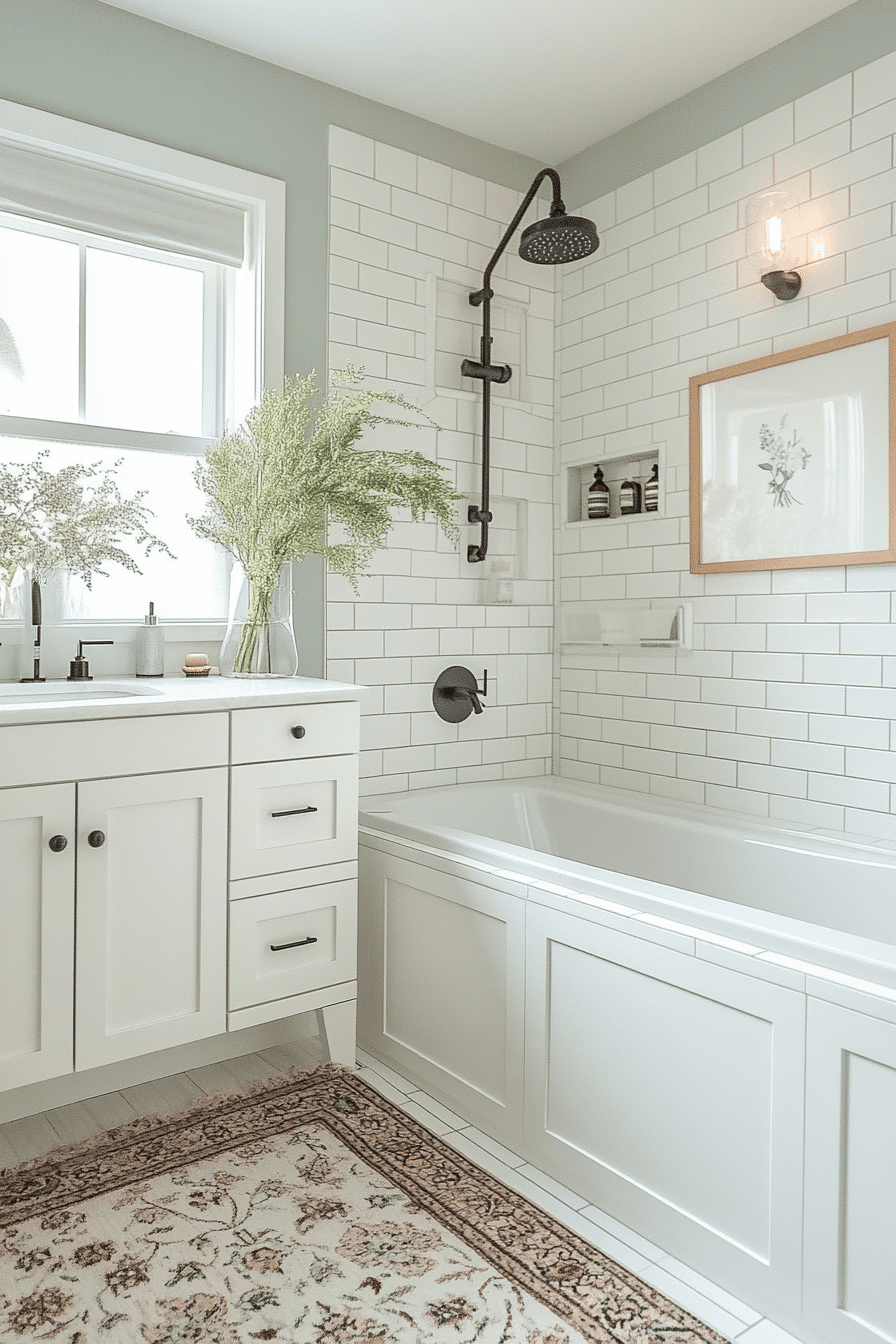 Small Bathroom With Tub And Shower Combo Farmhouse