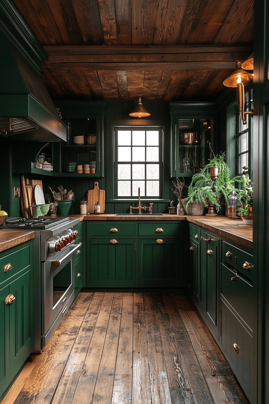 dark green kitchen cabinets