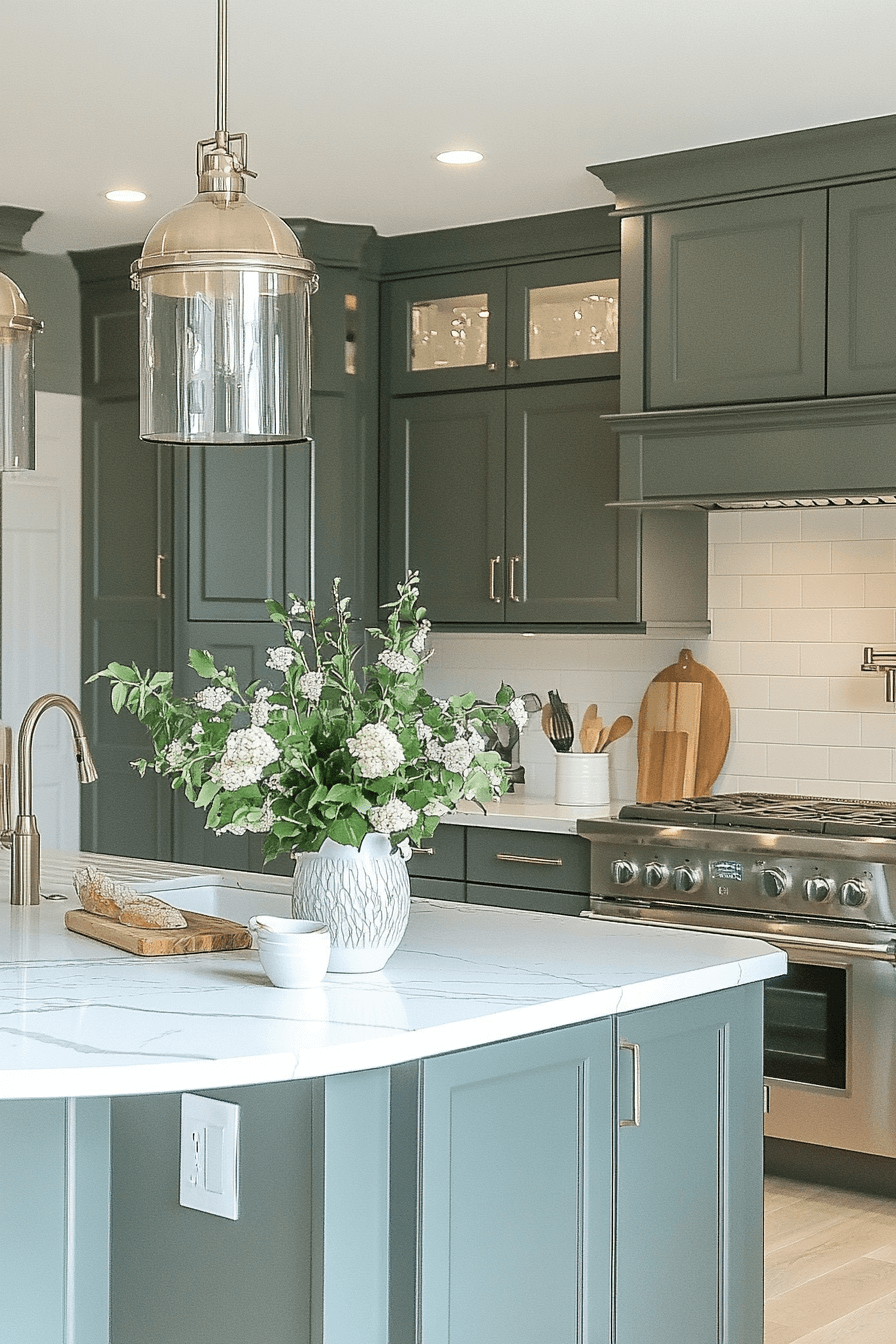 dark green kitchen cabinets