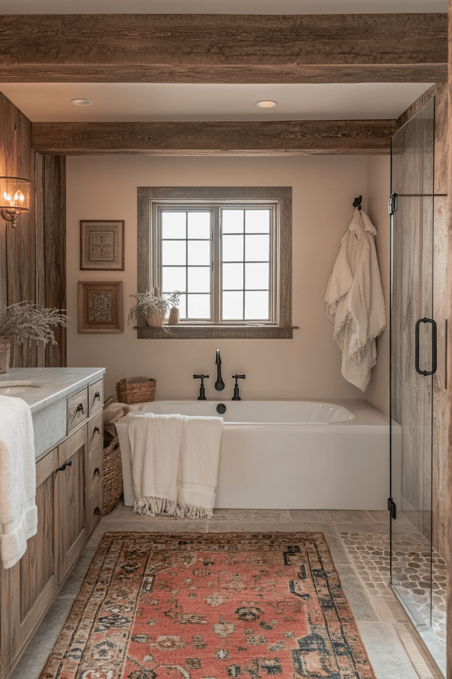 Small Bathroom With Tub And Shower Combo Farmhouse