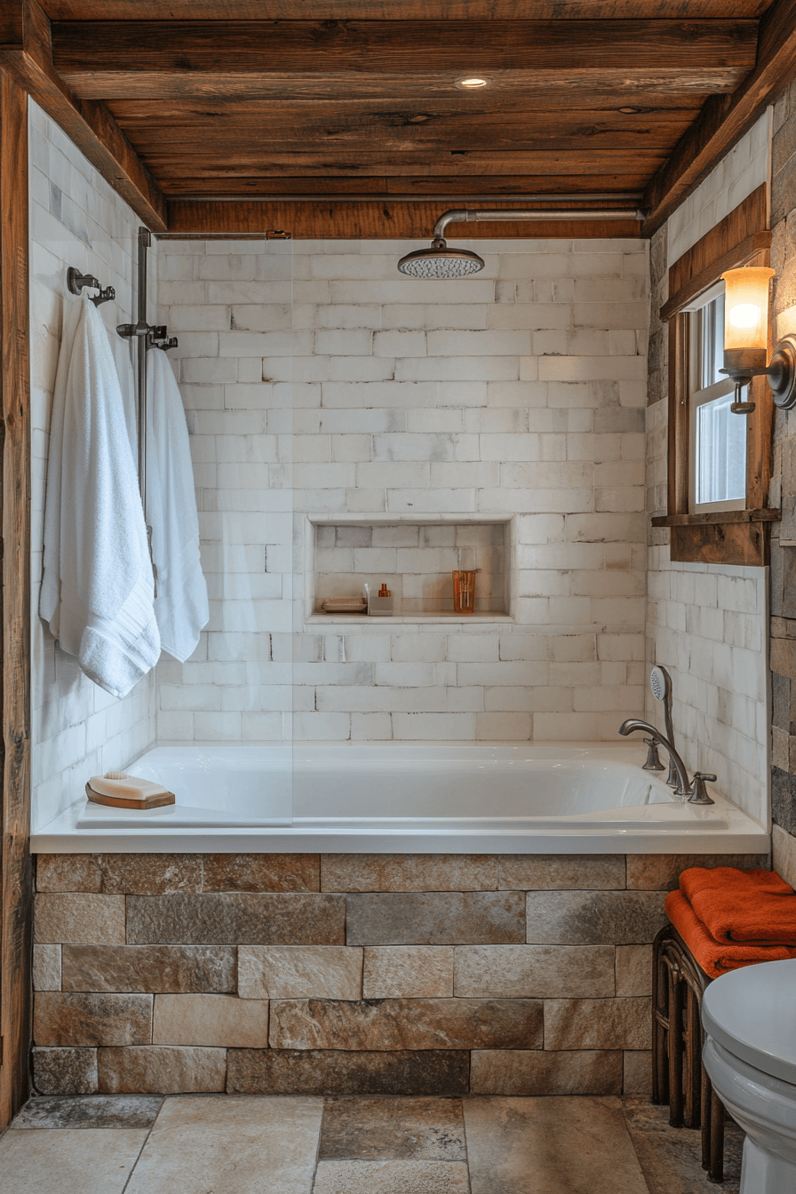 Small Bathroom With Tub And Shower Combo Farmhouse