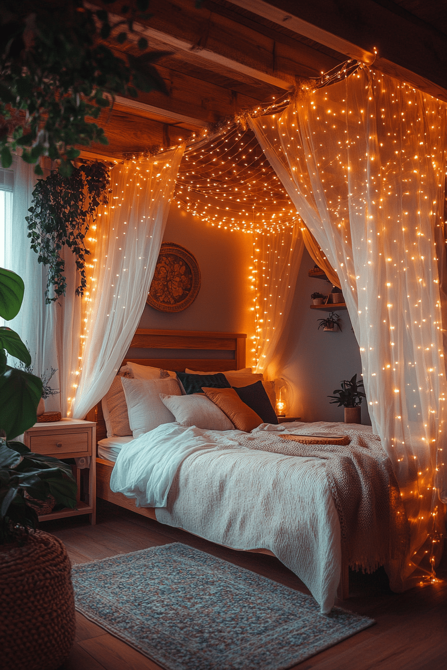 Boho Fairy Lights Bedroom Ideas