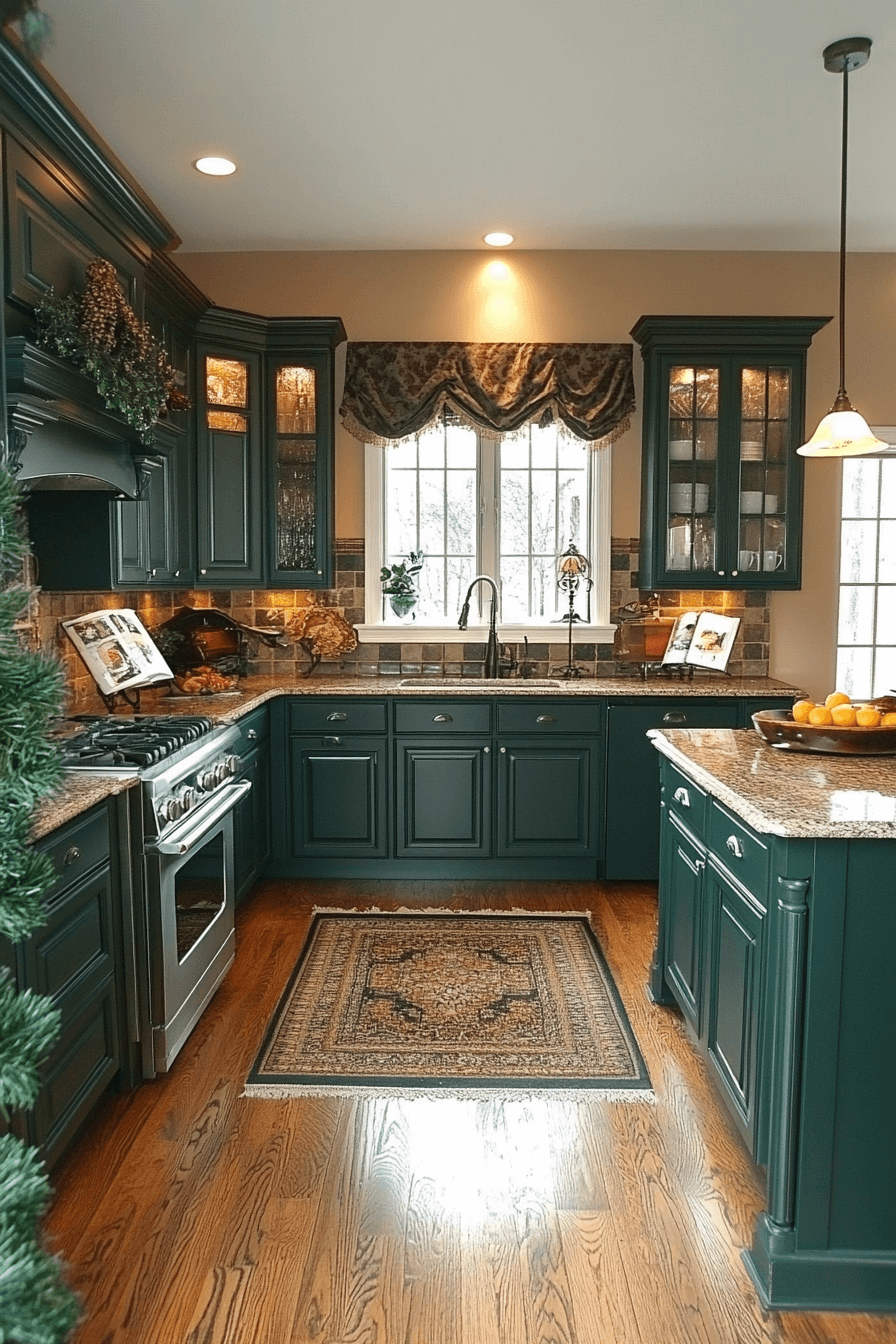 dark green kitchen cabinets