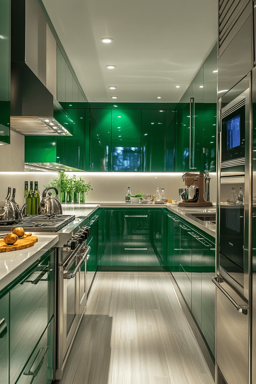 dark green kitchen cabinets