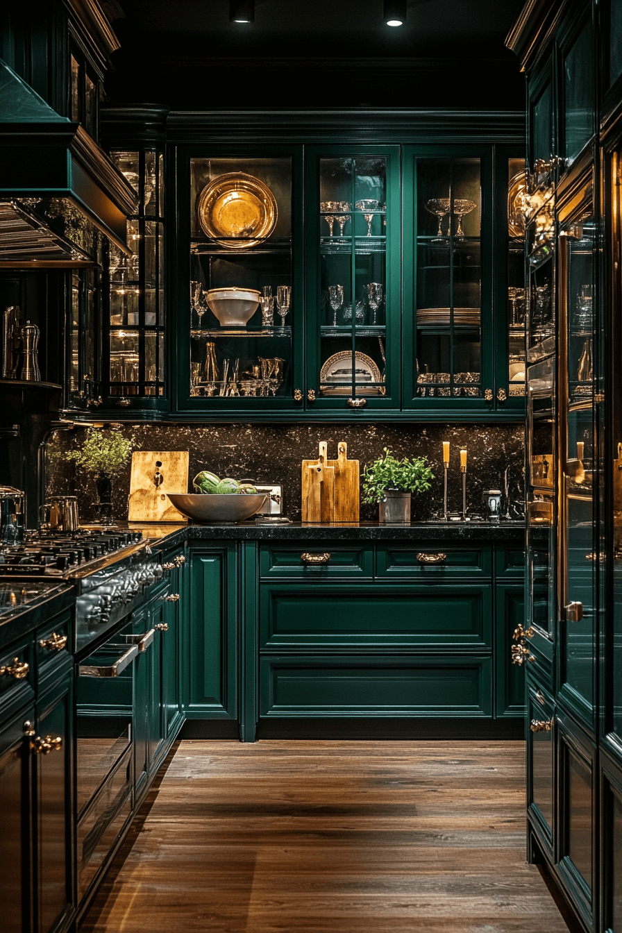 dark green kitchen cabinets