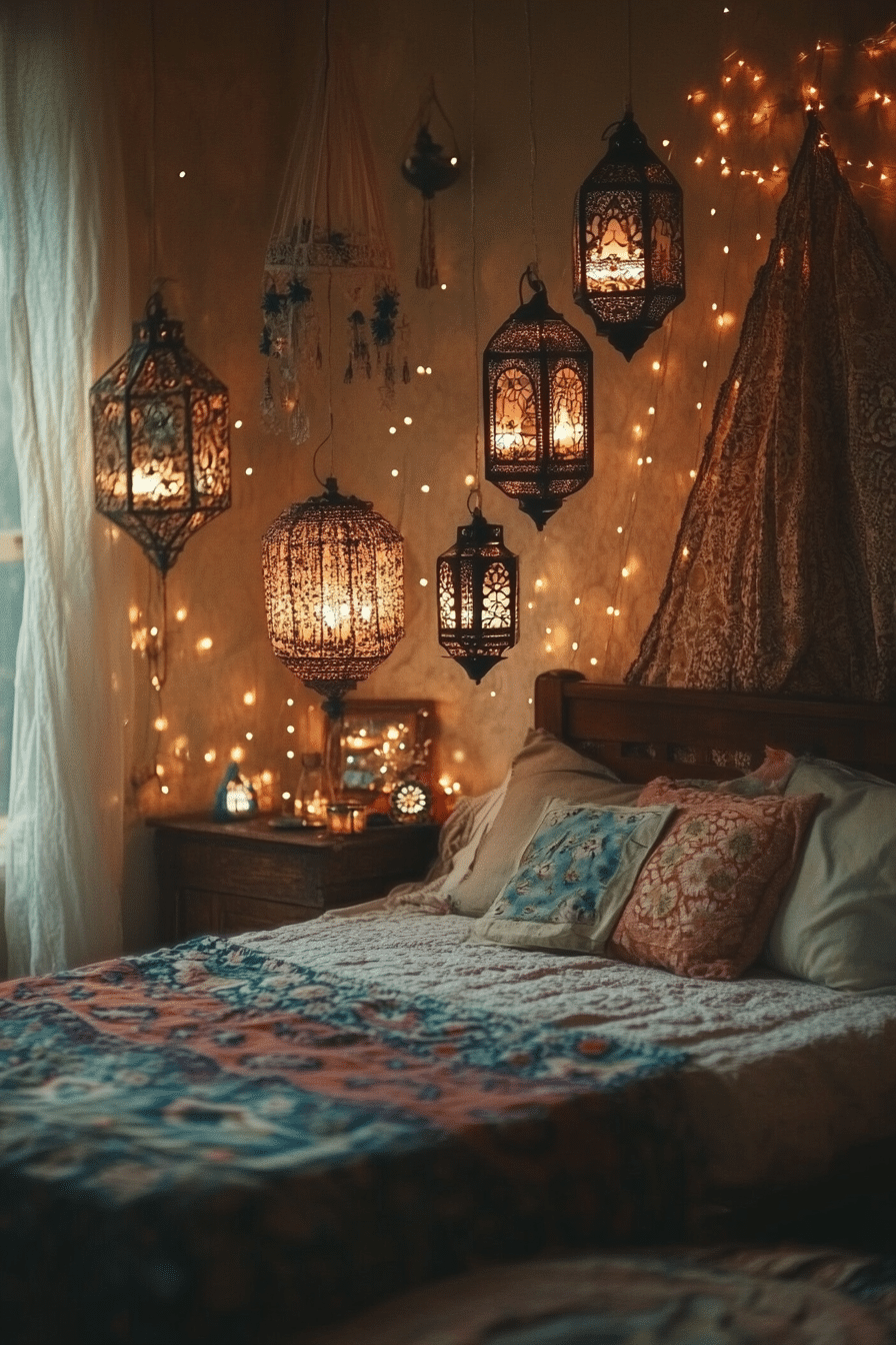 Boho Fairy Lights Bedroom Ideas