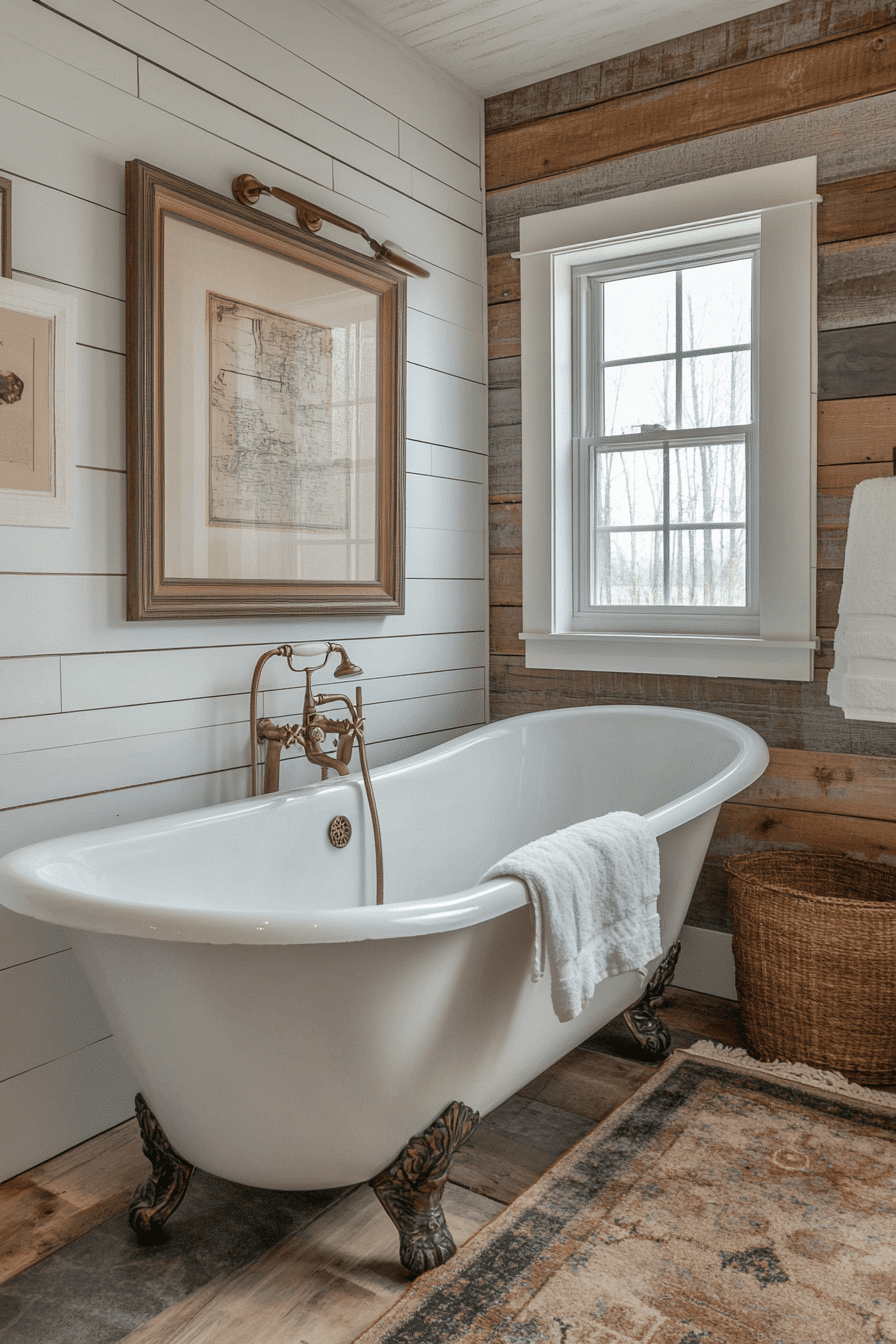 Small Bathroom With Tub And Shower Combo Farmhouse