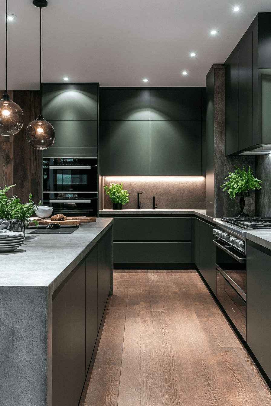 dark green kitchen cabinets