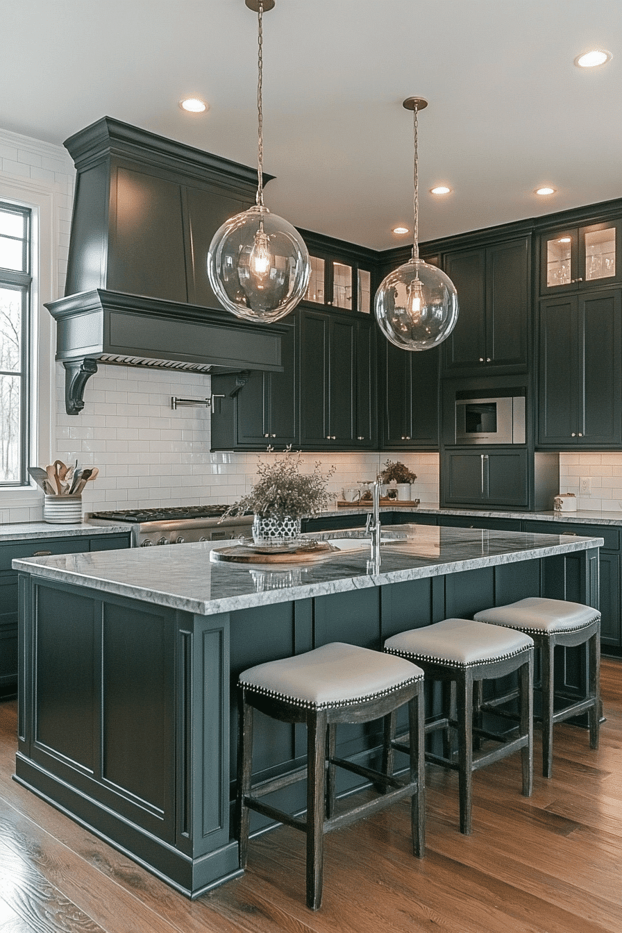 dark green kitchen cabinets